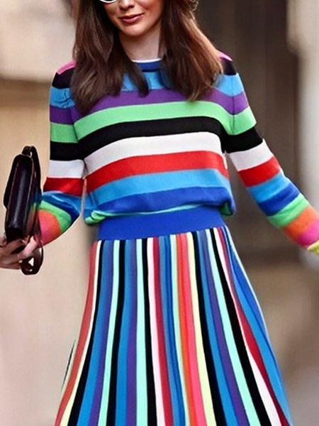 

Urban Crew Neck Color Block Sweater, Multicolor, Pullovers