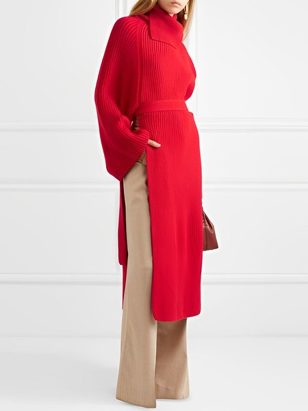 

Urban Regular Fit Long Sleeve Plain Sweater, Red, Pullovers