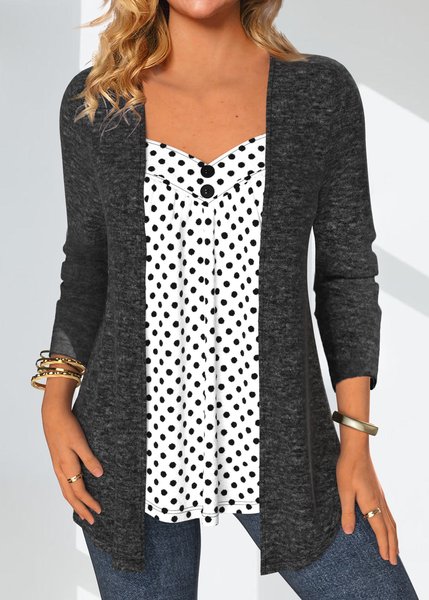 

Regular Fit Polka Dots Casual T-Shirt, Deep gray, T-Shirts