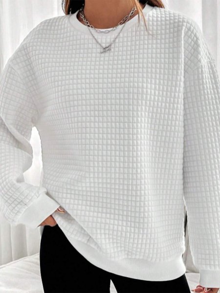 

Crew Neck Cotton-Blend Casual Sweatshirt, White, Sweatshirts & Hoodies