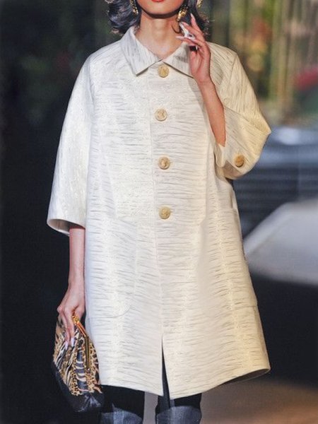 

Shirt Collar Urban Trench Coat, White, Coats