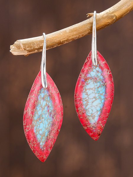 

Bohemian Drop Stone Abstract Texture Dangle Earrings, Rose red, Earrings