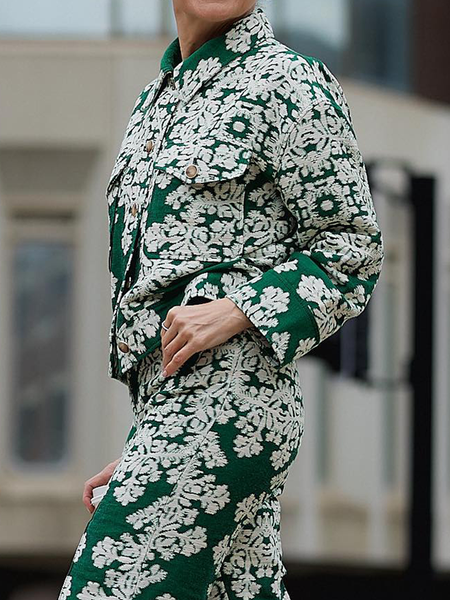 

Loose Long Sleeve Urban Shirt Collar Jacket, Green, Jackets