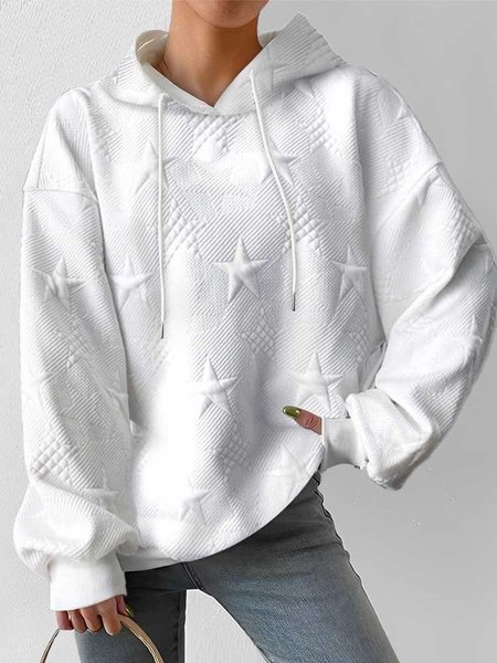 

Plain Knitted Casual Loose Hoodie, White, Sweatshirts & Hoodies