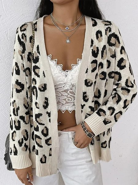 

Leopard Casual Cardigan, Apricot, Sweaters