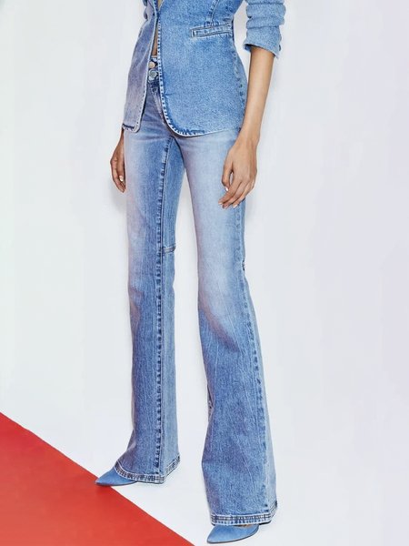 

Plus Size Casual Plain Regular Fit Denim Jeans, Blue, Jeans