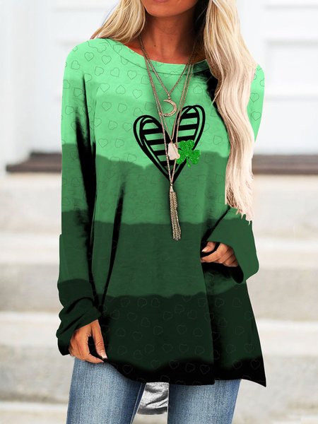 

Ombre Loose V Neck Casual T-Shirt, Color5, T-Shirts