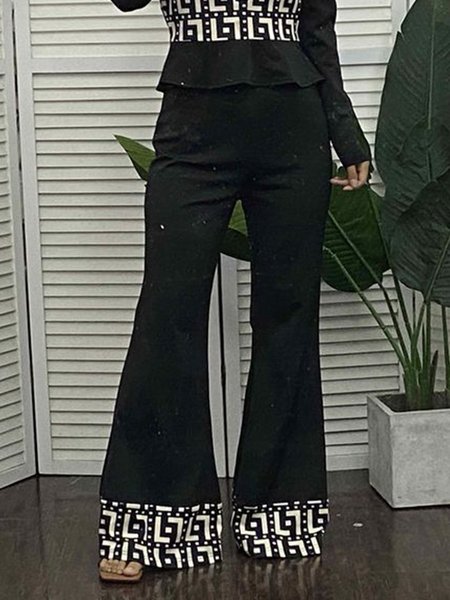 

Geometric Urban Regular Fit Fashion Pants, Black, Pants