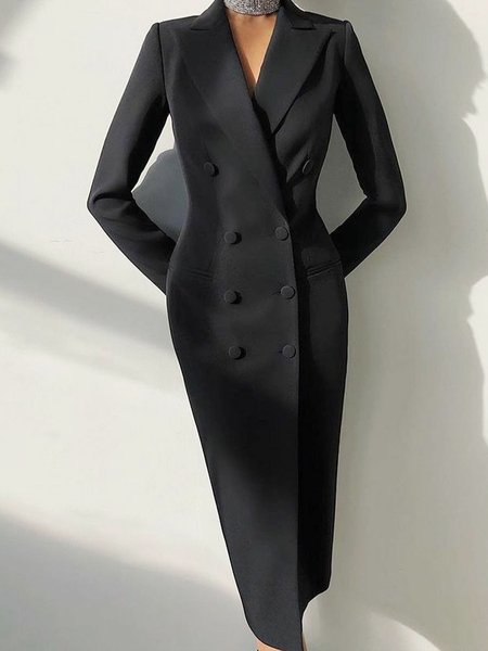 

Lapel Collar Urban Plain Regular Fit Blazer, Black, Blazers