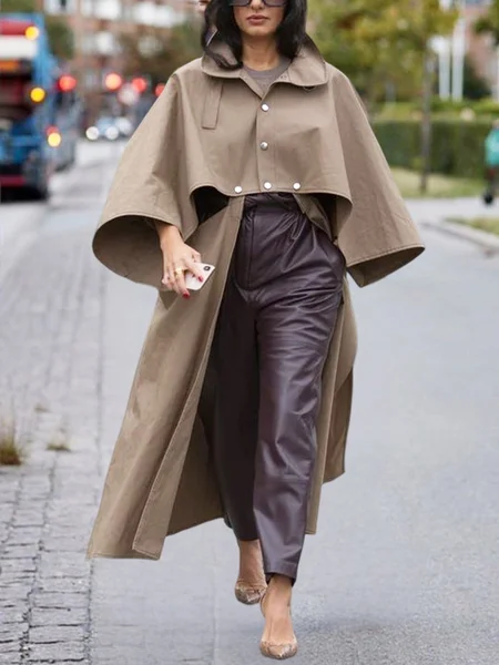 

Plain Urban Loosen Trench Coat, As picture, Coats