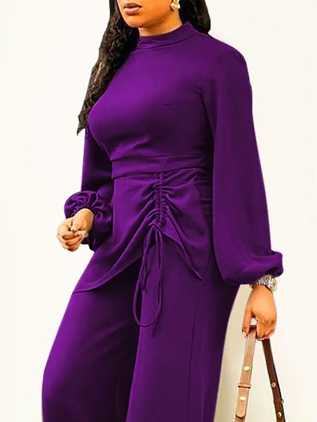 

Regular Fit Urban Plain Long Sleeve Blouse, Purple, Blouses and Shirts