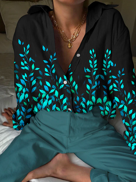 

Casual Buttoned Loose Shirt Collar Blouse, Green, Shirts & Blouses