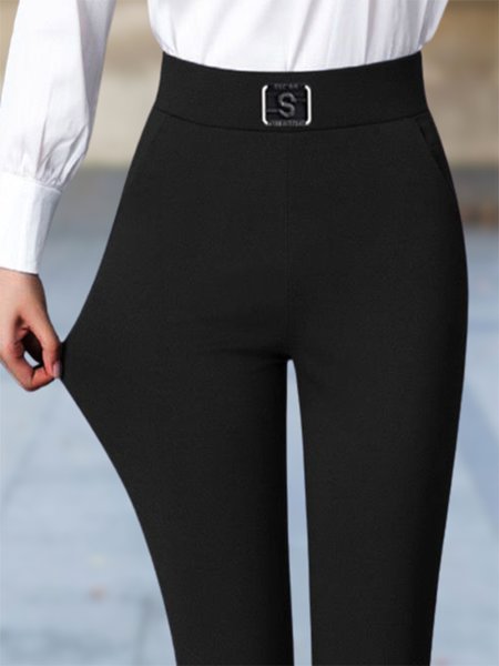 

Casual Plain Long Pocket Stitching Pant, Black, Pants