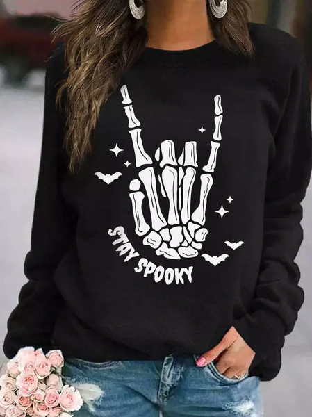 

Loose Casual Shamrock Crew Neck Sweatshirt, Black, Sweatshirts & Hoodies