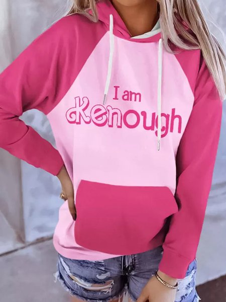 

Casual Text Letters Hoodie, Rose, Sweatshirts & Hoodies