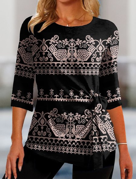 

Casual Crew Neck Regular Fit T-Shirt, Black, T-Shirts