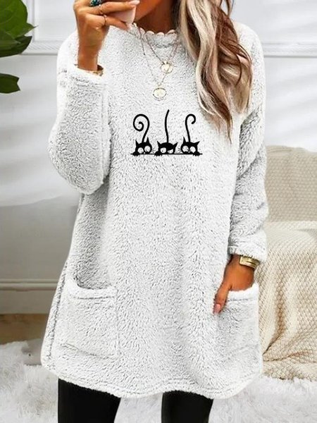 

Casual Loose Sweatshirt, White, Sweatshirts & Hoodies