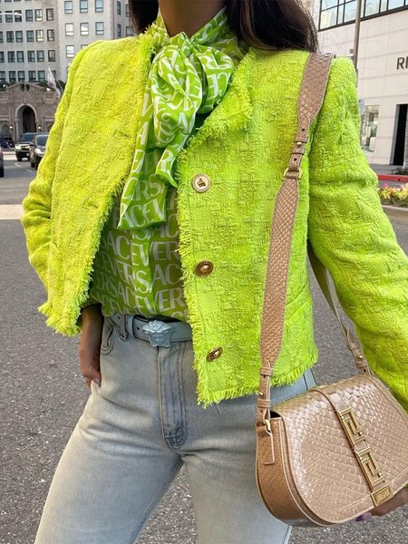 

Regular Fit Plain Urban Long Sleeve Jacket, Green, Jackets