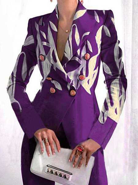 

Regular Fit Urban Lapel Collar Plants Blazer, Purple, Blazers