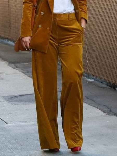 

Regular Fit Plain Urban Fashion Pants, Brown, Pants