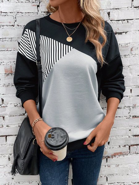 

Loose Color Block Casual Sweatshirt, Black, Sweatshirts & Hoodies