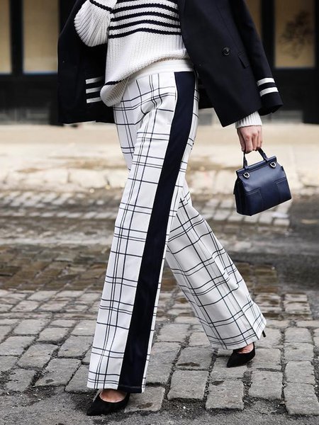 

Regular Fit Urban Plaid Fashion Pants, Black-white, Pants