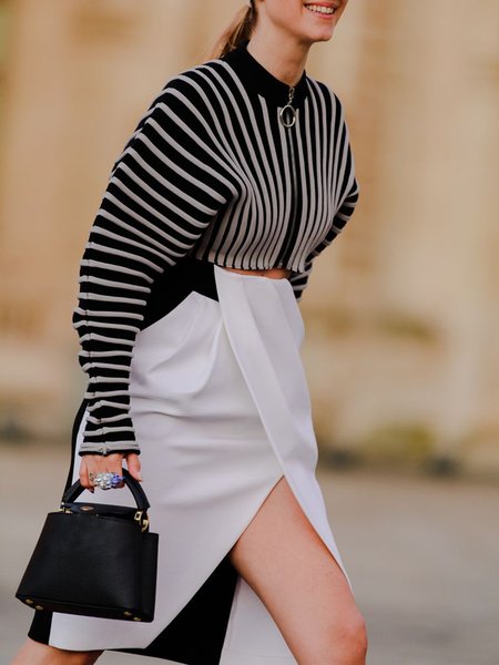 

Regular Fit Urban Striped Stand Collar Jacket, Black, Jackets