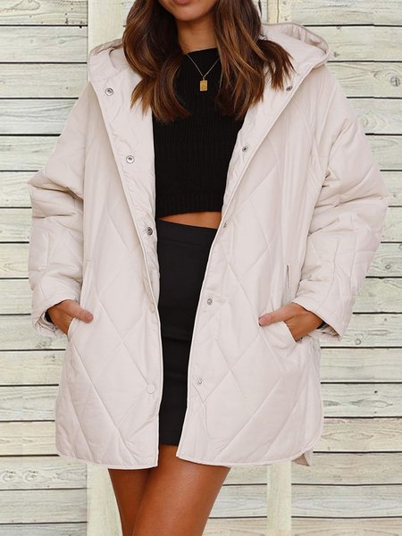 

Casual Plain Hoodie Jacket, White, Jackets