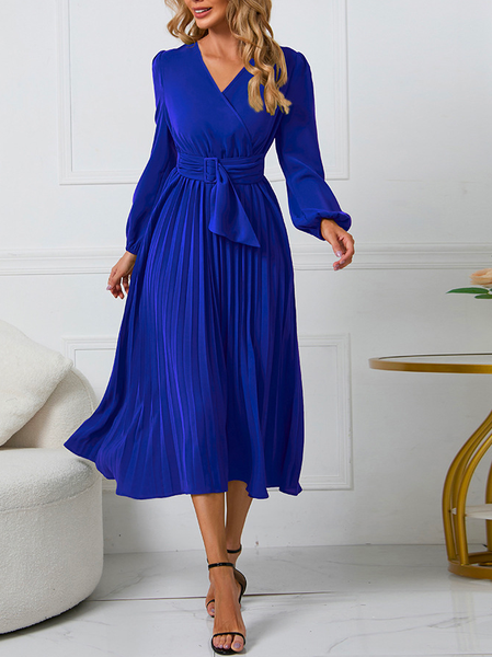 

Plain Loose Elegant Dress, Blue, Party Dresses