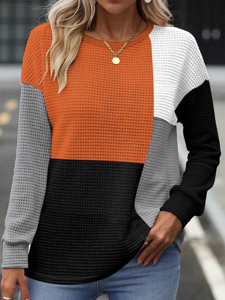 

Color Block Casual Loose Sweatshirt, Orange, Sweatshirts & Hoodies