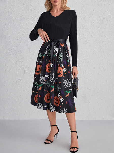 

Loose Halloween Elegant V Neck Dress With No, Black, Party Dresses
