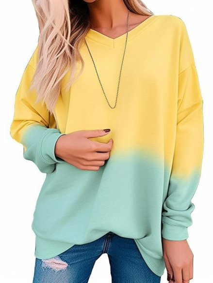 

Casual Ombre Crew Neck Sweatshirt, Yellow, Sweatshirts & Hoodies