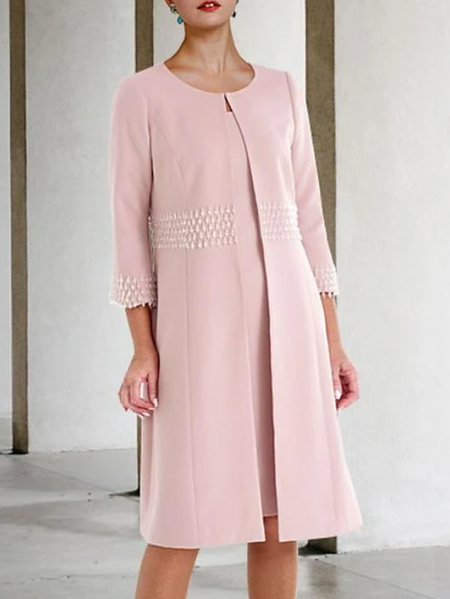 

Party Loose Lace Edge Two-Piece Set, Pink, Party Dresses