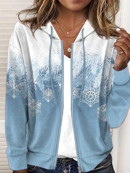 

Snowflake Casual Loose Knitted Jacket, Blue, Jackets