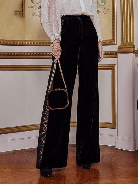 

Urban Plain Loose Lace Fashion Pants, Black, Pants
