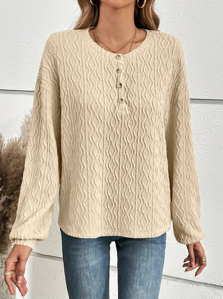 

Knitted Casual Crew Neck T-Shirt, Khaki, T-Shirts