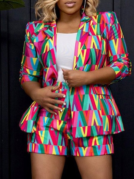 

Regular Fit Urban Letter Pattern Lapel Collar Blazer, Multicolor, Blazers