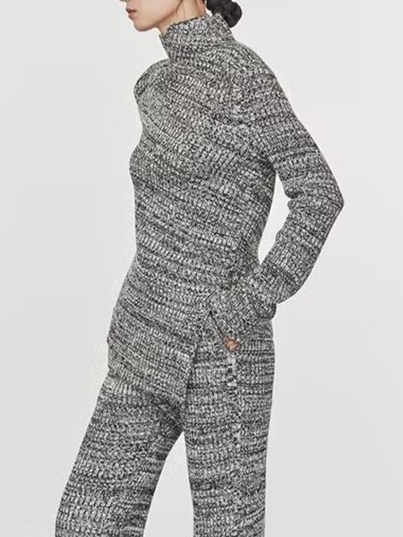 

Long Sleeve Regular Fit Urban Turtleneck Sweater, Gray, Pullovers