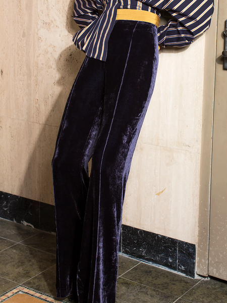 

Regular Fit Micro-Elasticity Elegant Fashion Long Pants, Purple, Pants