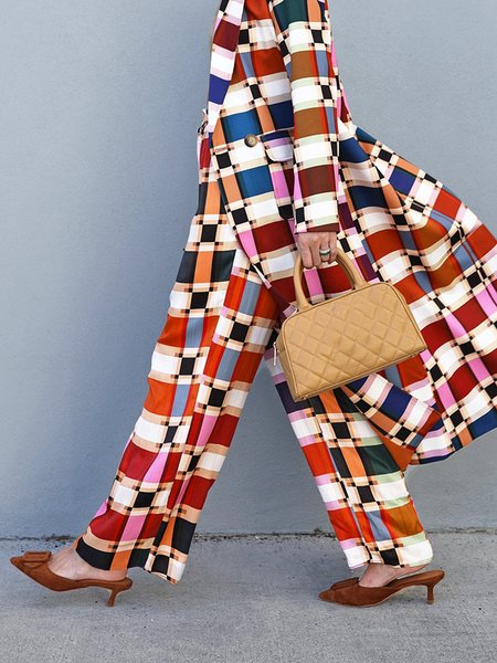 

Geometric Regular Fit Urban Fashion Pants, As picture, Pants