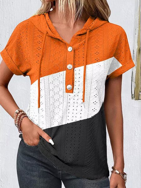 

Multicolor Block Casual Loose Hoodie Hoodie, Orange, Sweatshirts & Hoodies