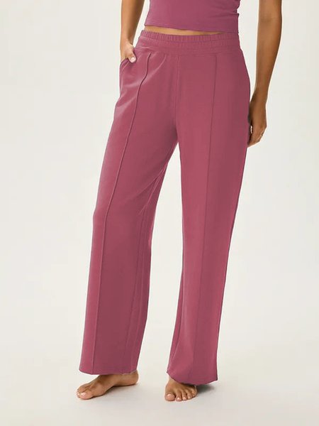 

Plain Loose Casual Pants, Deep pink, Pants