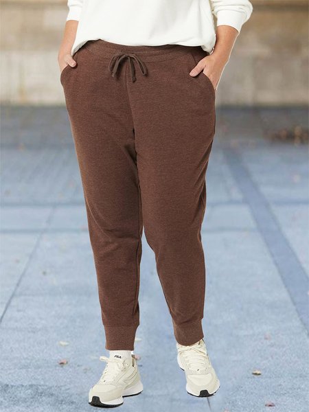 

Plain Casual Loose Pants, Coffee, Pants