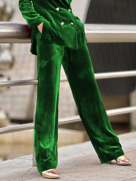 

Regular Fit Urban Velvet Fashion Straight Pants, Green, Pants