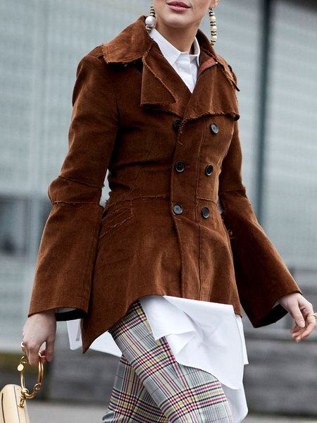 

Urban Double Breasted Lapel Collar Plain Jacket, Coffee, Jackets