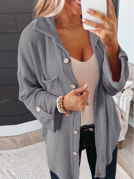 

Loose Casual Printing Kimono, Gray, Coats