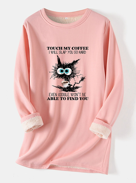 

Fluff/Granular Fleece Fabric Casual Compound Hair Sweatshirt, Pink, Sweatshirts & Hoodies