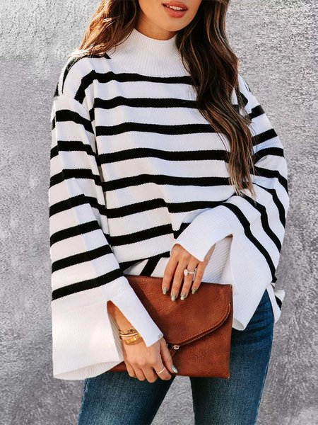 

Casual Striped Sweater, White, Sweaters