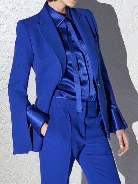 

Elegant Regular Fit Lapel Collar Blazer, Blue, Blazers