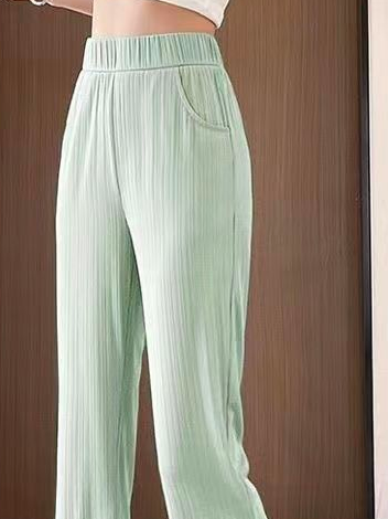 

Casual Plain Loose Pants, Green, Pants
